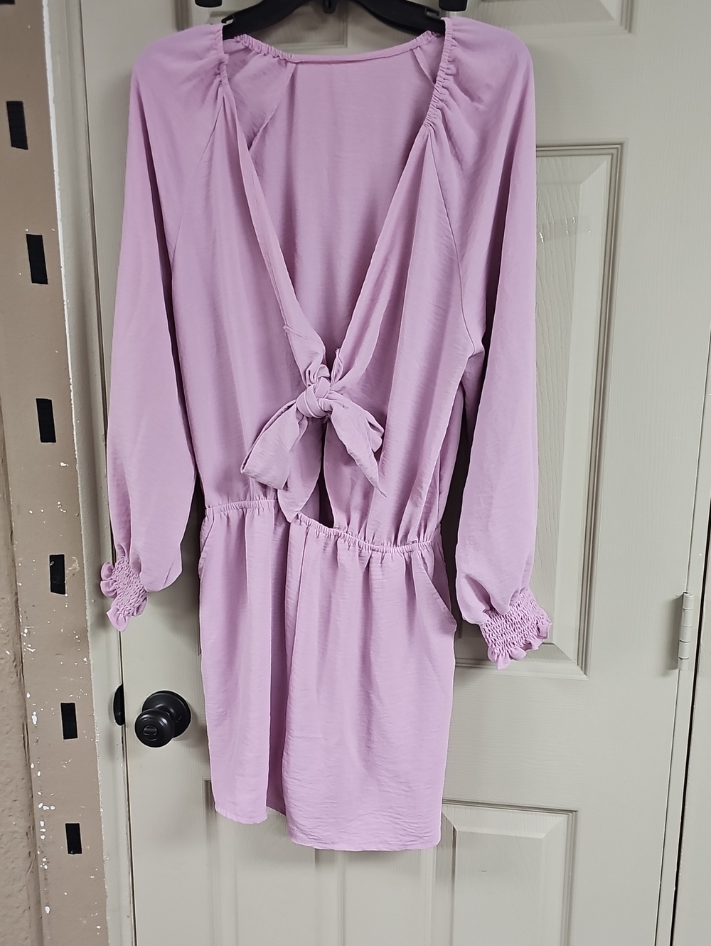 Lilac Tie- Long Sleeve Mini Romper